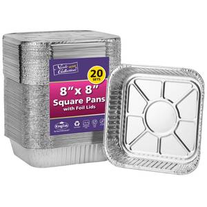 lot 27489 image: 8x8 Aluminum Pans With Lids (20 Pack) 8 Inch Foil Pans With Covers - Cake Pans - Aluminum Square Pans With Lids - Disposable Food container - great For Cake Baking, Cooking, Freezing, Prepping Food