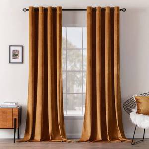 lot 27492 image: MIULEE Velvet Curtains Gold Brown Elegant Grommet Curtains Thermal Insulated Soundproof Room Darkening CurtainsDrapes for Fall Living Room Bedroom Decor 52 x 84 Inch Set of 2, Pumpkin Brown