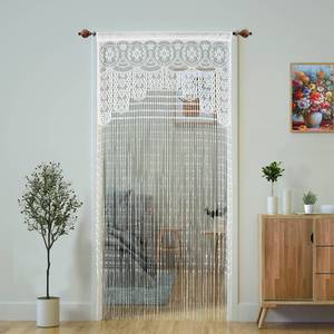 lot 27497 image: YaoYue Macrame Lace Door String Curtain for Doorways,Room Divider Doorway Hippie Window Panel Room Divider Wall Closet Curtains for Bedroom Closet Door Drapes Decorations (35 x 79in90 x 200cm,White)