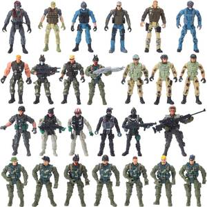lot 27508 image: Tuanse 26 Pcs SWAT Team and Military Action Figures Playset With Weapons, Army Toys for Kids Boys Girls