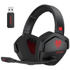 lot 27515 image: NUBWO G06 Dual Wireless Gaming Headset with Microphone for PS5, PS4, PC, Mobile, Switch 2.4GHz Wireless  Bluetooth - 100 Hr Battery - 50mm Drivers - Red