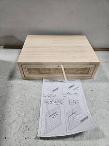 lot 27518 image: Natural Wood Wall Shelf With Drawer, 16x12x5