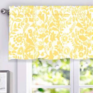 lot 38008 image: DriftAway Julia Watercolor Blooming Flower Floral Lined Thermal Insulated Window Curtain Valance Rod Pocket 52 Inch by 18 Inch Plus 2 Inch Header Yellow 1 Pack