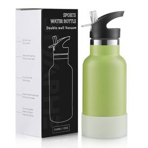lot 38010 image: Sivaphe Kids Water Bottle with Straw 12oz Stainless Steel Metal Small Flask Student Drinking Bottle for School Girls and Boys