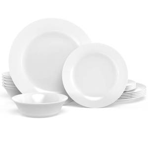 lot 38011 image: Dinnerware Set, HomeElves 17-PCS Kitchen Opal Dishes Set Service for 6, Lightweight Glass Plates and Bowls Set, Safety for Microwave & Dishwasher, Break and Chip Resistant