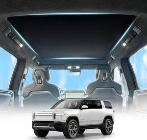 lot 38014 image: Roof Sunshade for Rivian R1S,Glass Roof Sunshade Effectively Blocks UV Rays, Glare, Heat,Non-Sag Foldable Sunshade Compatible with Rivian R1S 2022 2023 Accessories