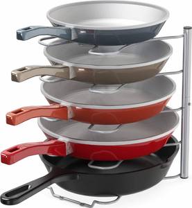 lot 38019 image: Deco Brothers Pan Organizer Rack for Kitchen Cabinet and Counter, Silver