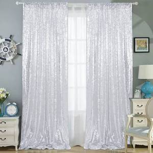lot 38033 image: Trlyc 2X8FT Christmas Silver Sequin Curtain Sparkle Sequin Curtain for Wedding Party