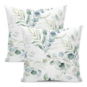 lot 38034 image: AEIOAE Spring Sage Green Pillow Covers 20x20 Inch Set of 2,Watercolor Eucalyptus Floral Throw Pillows Case,Seafoam Leaves Print Decorative Square Cushion Cover Outdoor Leaf Decor for Home Sofa Bed