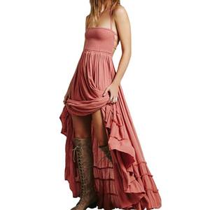 lot 38035 image: VERGOODR Womens Summer Cotton Sexy Sleeveless Blackless Long Bohemian Dresses (S, Pink)