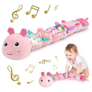 lot 38039 image: Sumobaby Infant Baby Musical Stuffed Animal Activity Soft Toys with Multi-Sensory Crinkle, Rattle and Textures, for Tummy Time Newborn 0-3-6-12 Months Girls, Caterpillar, Pink