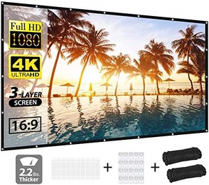 lot 38059 image: Projector Screen, Vamvo 120 inch Indoor Outdoor Projector Screen 3-Layer Movie Screen Portable Projection Movies Screen for Home Theater