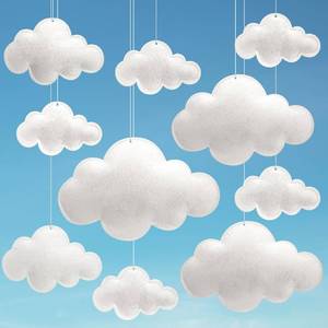 lot 38070 image: Ayfjovs 10pcs 3D Cloud Decoration Hanging Cloud for Ceiling Decor, Felt 3D White Cloud Ornament for Art Stage Wedding Nursery Children Room Party Baby Shower Cloud Props