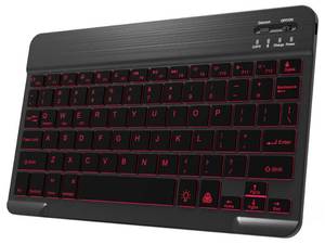 lot 38073 image: Backlit Bluetooth Keyboard for iPad Air Pro Mini Tablet iPhone Android Samsung Smartphone Cell Phone Surface Rechargeable Ultra Slim Wireless Keyboard Small Portable, 7-Colors LED Backlight (Black)