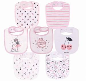 lot 38088 image: Maiwa Waterproof Terry Cloth Baby Bibs for Baby Girl with Snaps for Drooling teething eating