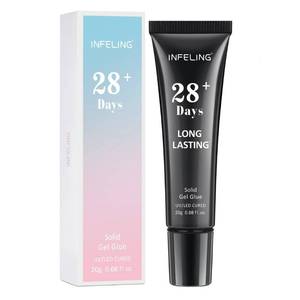 lot 38091 image: INFELING Solid Gel Nail Gl ue - Nail G lue Gel for Nail Tip Press on Nails, Long Glue Lasting 28 Days (Curing Needed), Super Strong Nail Glue for Nail Extension