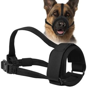 lot 38101 image: Adjustable Dog Muzzle Loop, Built-in Soft Nylon Keep Pet dog Mouth Comfortable, Adjustable Strap Muzzle Prevent Biting, Barking, Chewing for Small Medium Large Dogs (Black, L(Snout Girth 7.1-11.8)