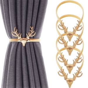 lot 38108 image: 4Pack Christmas Curtain Tiebacks Aluminum Alloy Spring Design Curtain Holdback Leaf Carving Design Curtain Ties for Drapes Curtain Ties Backs Curtain Modern Style Curtain Holdback Decor