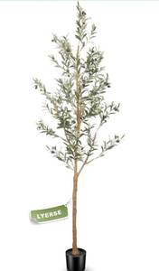 lot 38118 image: 5FT Artificial Olive Tree (60) Tall Fake Potted Olive Tree with Planter Large Faux Olive Branches and Fruits Artificial Tree for Modern Home Office Living Room Floor Decor Indoor