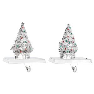 lot 38120 image: Klikel Stocking Holder Set of 2 - Christmas Tree Stocking Hanger for Mantel - Metal Christmas Stocking Holder for Fireplace Mantle - Heavy Stocking Holder for Mantle - Christmas Tree with Stones