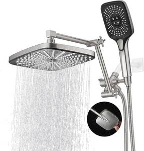 lot 38122 image: Jcrob 12 Inch Shower Head With Handheld, High-Pressure RainRainfall Shower Heads With 31 Settings Handheld Spray, Including 3-Way Diverter, Extension Arm - HeightAngle Adjustable(Brushed Nickel) - Retail $104.41