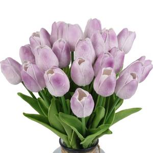 lot 38124 image: IPOPU Real Touch Purple Tulips 24PCS Artificial Flowers for Decoraion Fake Tulips Light Purple Flowers Floral Arrangements Artificial Faux Tulips Decor for Table Home Kitchen Decor (Light Purple)