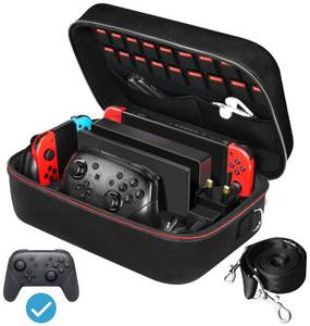 lot 38125 image: ivoler Carrying Storage Case for Nintendo SwitchFor Switch OLED Model (2021),Portable Travel All Protective Hard Messenger Bag Soft Lining 18Games for Switch Console Pro Controller Accessories Black