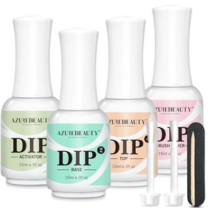 lot 38136 image: AZUREBEAUTY 44Pcs Dip Powder Liquid Set 15ml0.5oz, with BaseTop Coat, Activator, Brush Saver, Nail File Dipping Powder Essential Tools for Dip Powder Nail Kit No Nail Lamp Needed