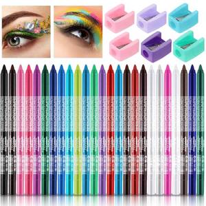 lot 38138 image: Leelosp 25 Color Eyeliner Pencil Set, Colorful Pearl Eyeliner Kit Metallic Eye Shadow Pen Glitter Waterproof with 6 Pencil Sharpeners Eye Makeup Set for Women Girl Eye Color Lip Liner Accessories