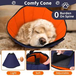 lot 38140 image: Tarovvoo Dog Cone for Dogs After Surgery, Soft Dog Cone Collar for Small Medium Large Dogs, Dog Cone Alternative, Adjustable Dog Recovery Collars to Stop Licking (Orange, Small)