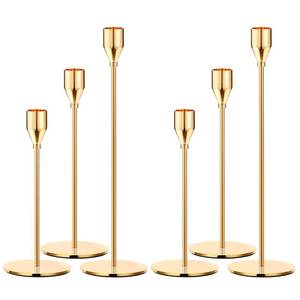 lot 38148 image: Oatnauxil Metal Gold Taper Candle Holder for Wedding, Dinning, Party, Fits 34 inch Thick Candle&Led Candles (Set of 6 Pcs)