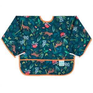 lot 38158 image: Bumkins Sleeved Bib for Girl or Boy, Baby and Toddler for 6-24 Mos, Essential Must Have for Eating, Feeding, Baby Led Weaning Supplies, Long Sleeve Mess Saving Food Catcher, Soft Fabric, Jungle