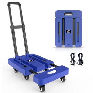 lot 38169 image: SOLEJAZZ Fold Up Portable Dolly, Folding Hand Truck for Moving, 500LB Luggage Cart Dolly with 6 Wheels & 2 Bungee Cords for Luggage, Travel, Moving, Shopping, Office Use, Blue
