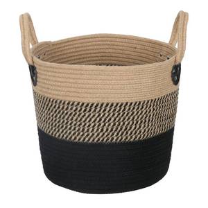 lot 38171 image: ZOES HOMEWARE 14x12 Natural Jute Rope Woven Storage Basket with Handles for Plant, Blankets,Toys - Living Room Home Decor,Multifunctional Basket for Organizer,Picnic,Artificial Tree Black and Beige