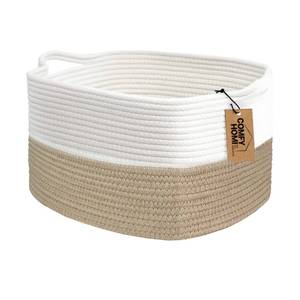 lot 38173 image: COMFY-HOMI Cotton Rope Woven Basket with Handles for Shelves,Toys,Book, Cloth Storage Baskets Bin for Organizing-13.5x11x9.5 Toy Decorative Organizer for Living Room, Bathroom-Light Brown
