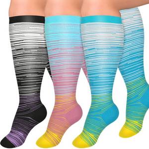 lot 38178 image: Diu Life 3 Pairs Plus Size Compression Socks for Women and Men Wide Calf Extra Knee High Support for Circulation, 2xl