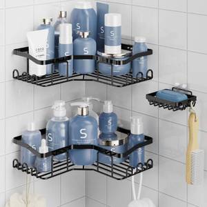 lot 38193 image: Corner Shower Caddy 3 Pack,Adhesive Shower Organizer for Bathroom Storage&Home Decor&Kitchen,No Drilling,Large Capacity,Rustproof Stainless Steel Bathroom Organizer,Shower Shelves for Inside Shower