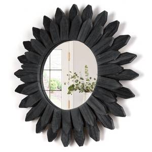 lot 38197 image: Honiway Black Wall Decor Wall Mirror 12 inch Boho Wall Decor Wood Decorative Mirror for Room Decor Home Decor for Bedroom Living Room Bathroom Kitchen Black