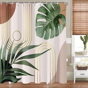 lot 38224 image: TOENGS Boho Shower Curtains for Bathroom Boho Decor Mid Century Botanical Shower Curtain - 72 x 72 Bohemian Leaf Abstract Waterproof Colorful Bath Curtain, Brighten Up Your Bathroom