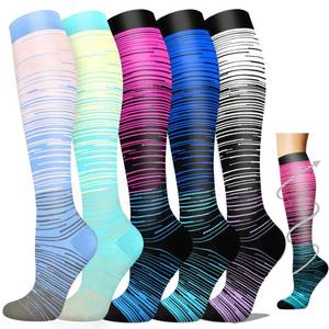 lot 38227 image: 5 Pairs Graduated Compression Socks for Women&Men 20-30mmhg Knee High Sock, LXL