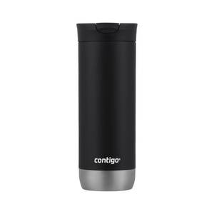 lot 38231 image: Huron Vacuum-Insulated Stainless Steel Travel Mug, 16oz Licorice - Leak-Proof Lid for HotCold Beverages, Fits Most Cup Holdersand Brewers