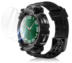 lot 38240 image: SUPCASE for Samsung Galaxy Watch 6 Classic 47mm Case with Band (Unicorn Beetle Pro), 2 Pack Screen Protector Rugged Protective Cover with Adjustable Strap Band for Galaxy Watch 6 Classic, Black