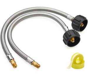lot 38250 image: CALPOSE 15 Inch RV Propane Hose with 14 Male Inverted, Stainless Steel Braided Camper Propane Pigtail for 2-Stage Regulator, 2 Pack