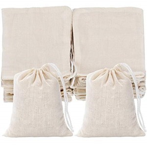 lot 38253 image: Tatuo 50 Pcs 3 x 4 Inches Muslin Bags Cotton Drawstring Bags Canvas Linen Bag Sachet Bag Reusable Empty Gift Pouch for Party Home Supplies