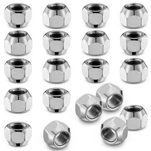lot 38263 image: BDFHYK 12x20 Wheel Lug Nuts, 20pcs 12-20 Lug Nuts OEM Factory Style One-Piece Silver Solid Chrome Open End Finish Lug Nuts 0.82 inch 21mm Hex 0.63 inch 16mm Tall for Trailers Tire Wheel