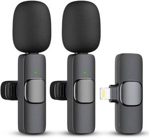 lot 38270 image: 2 Pack Professional Wireless Lavalier Microphone for iPhone iPad, Lapel Mics Plug-Play Clip on Lapel Mic for YouTube, Recording, Vlog, Facebook Live