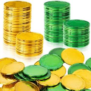 lot 38272 image: YMJOGGUX St Patricks Day Decorations Plastic Gold Coins, 50 Pieces Shamrock Lucky Coins for St Patricks Day Decorations Favors