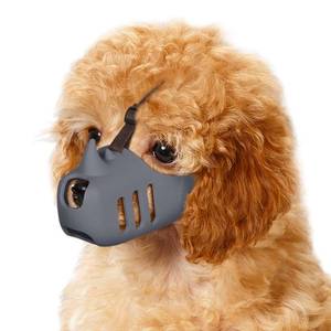 lot 38316 image: LUCKYPAW Dog Muzzle, Soft Muzzle for Small Medium Dogs Poodle Dachshund, Breathable Silicone Cage Mouth Cover to Prevent Biting and Chewing, Funny Rhino Muzzle with Adjustable Head Strap(Grey, S)