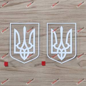 lot 38319 image: 2X White 4 Ukrainian Tryzub Trident Ukraine Decal Sticker Car Vinyl die Cut no Background