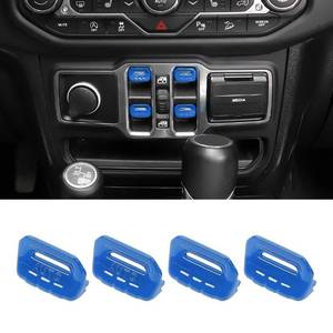 lot 38322 image: RT-TCZ Center Console Window Button Switch Trim Cover Decoration Interior Accessories Compatible with Jeep Wrangler JL JLU & Gladiator JT 2018-2024,Blue